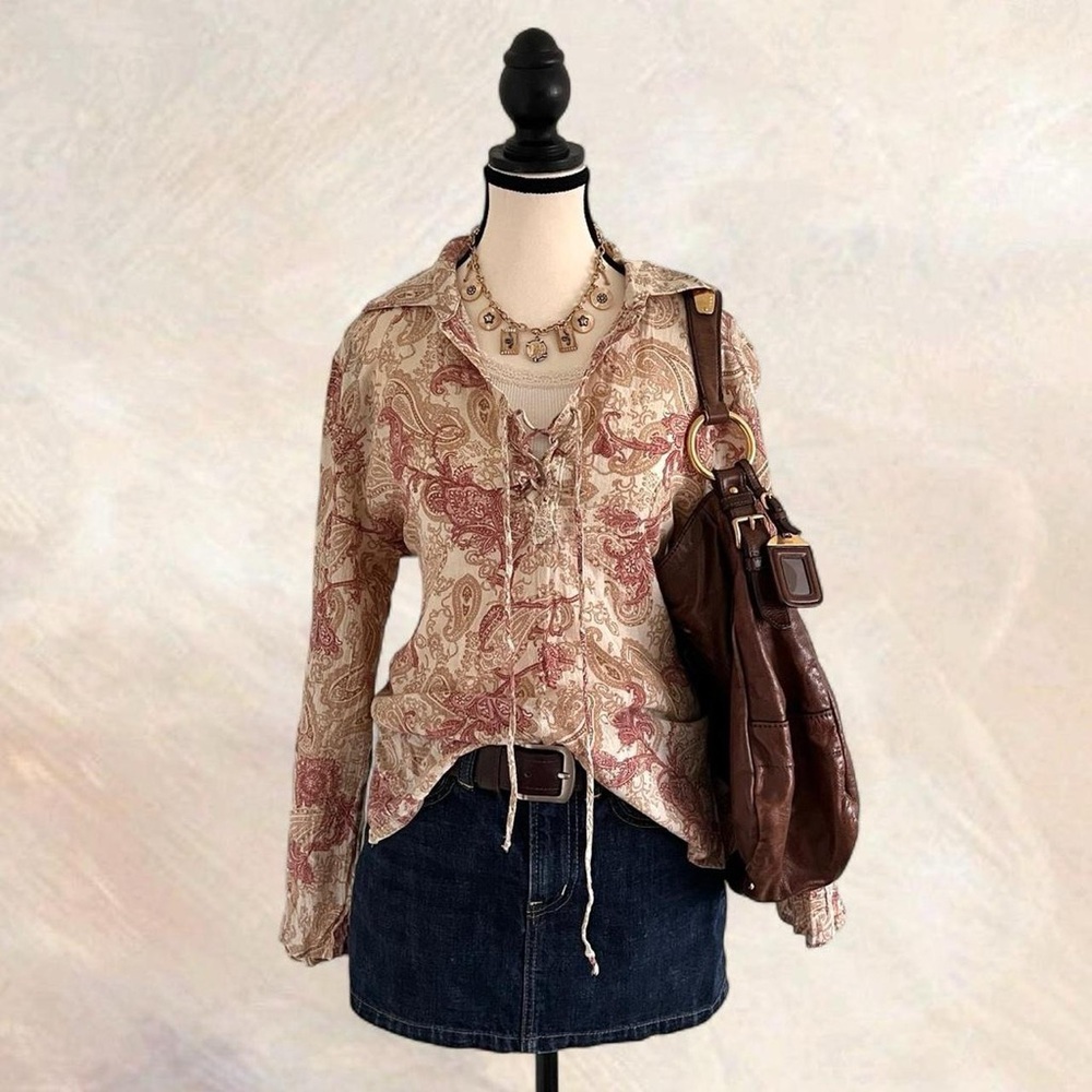 White Stag Beige and Pink Paisley Blouse